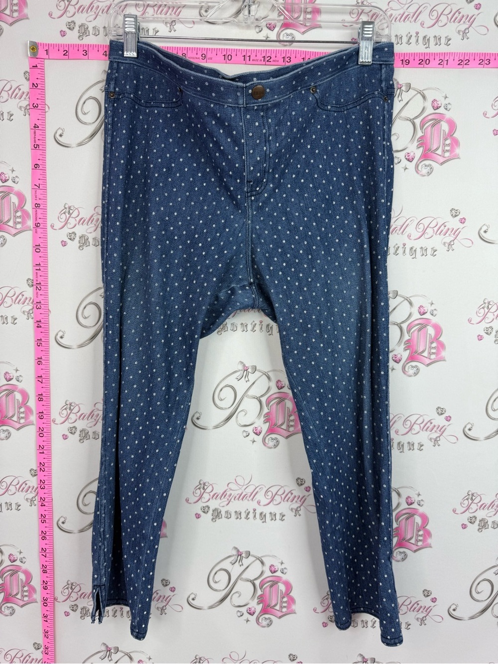 HUE Blue Polka Dot Stretch Leggings